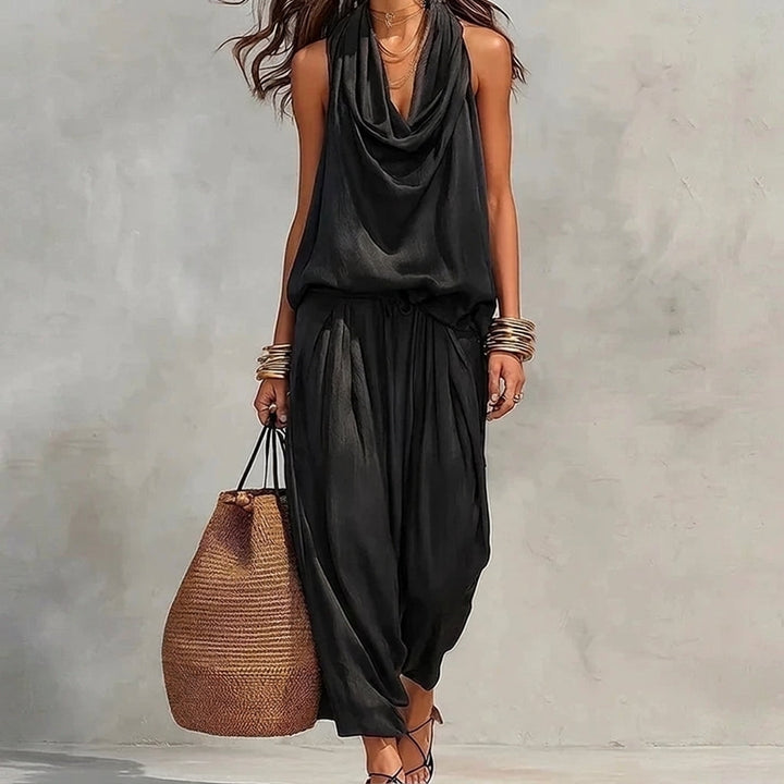 AMBRA | FLOWY DRAPED HALTER SET FOR WOMEN