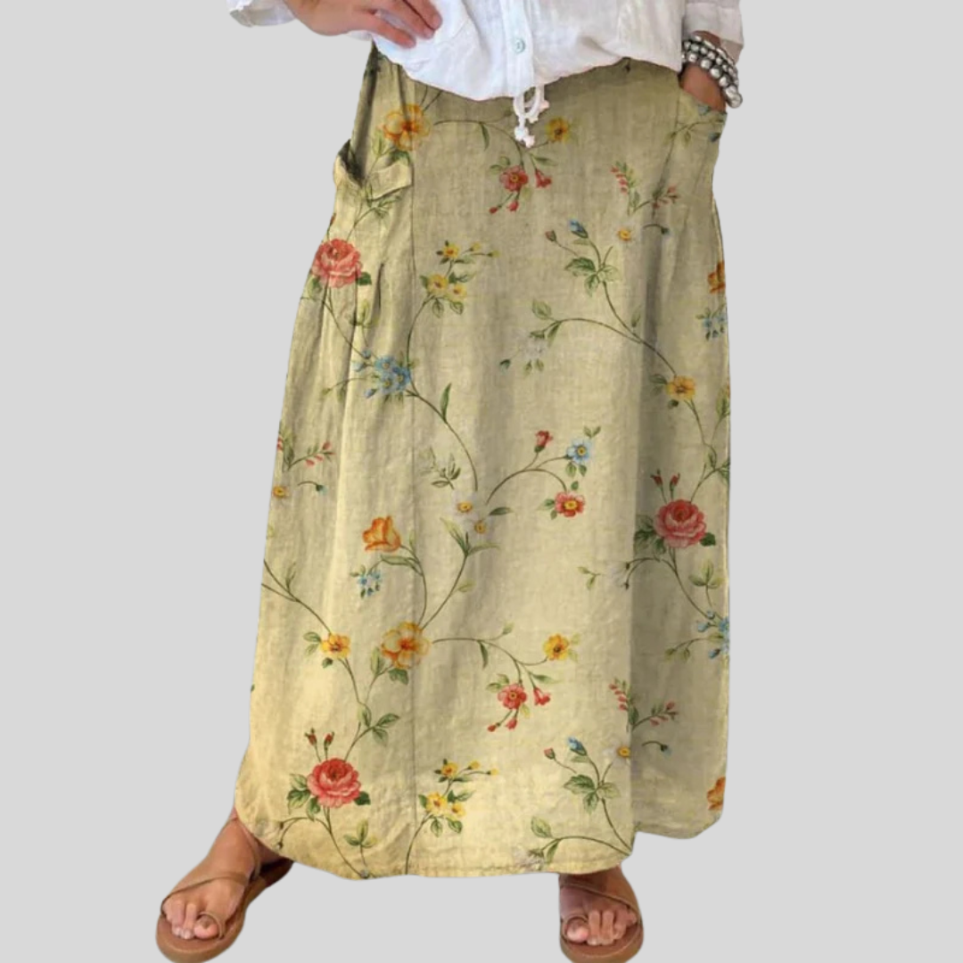 MELLA | RETRO FLORAL ART SKIRT FOR WOMEN