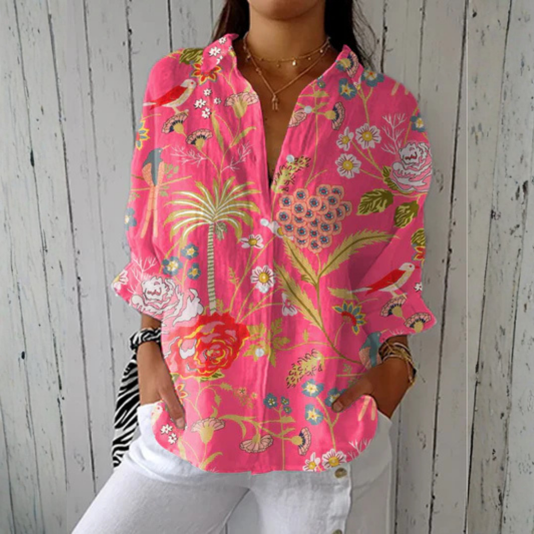 ADELE | TROPICAL BLOSSOM BLOUSE FOR WOMEN