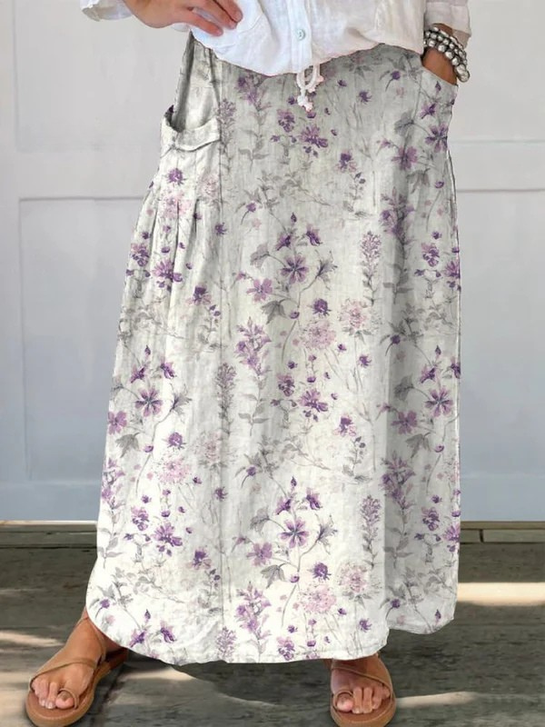 ELOISA | VINTAGE FLORAL ART SKIRT FOR WOMEN