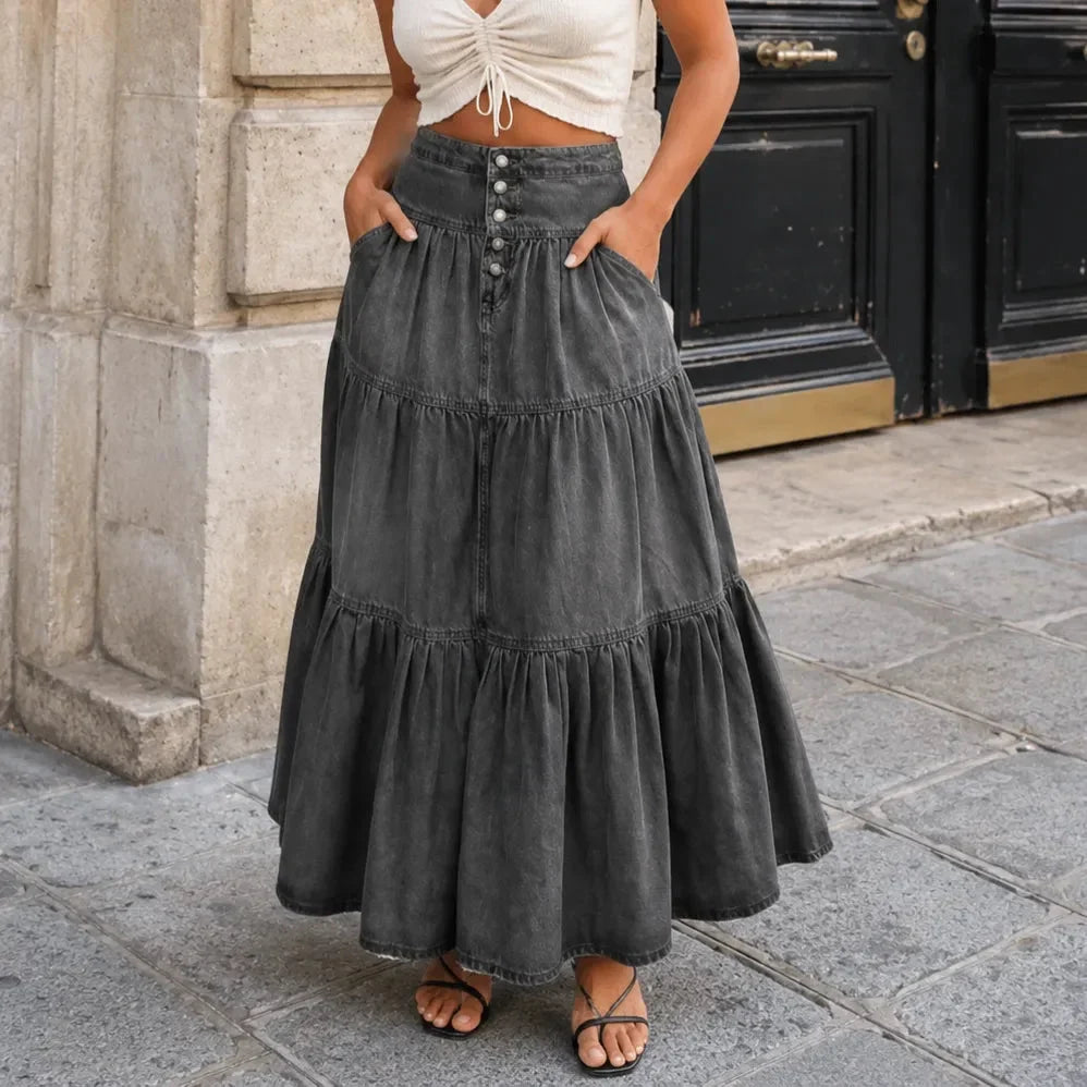 ROMELLA | HIGH WAISTED DENIM SKIRT FOR WOMEN