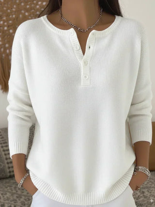 MATHILDE | HENLEY BUTTON-UP KNIT SWEATER FOR WOMEN
