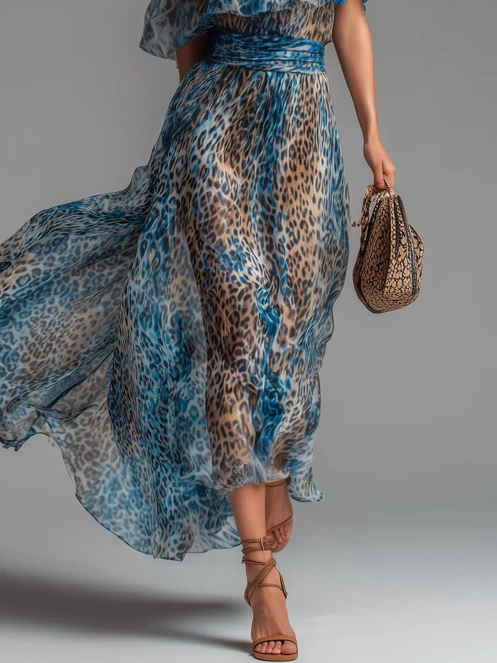 AMARA | ONE-SHOULDER LEOPARD MAXI DRESS FOR WOMEN
