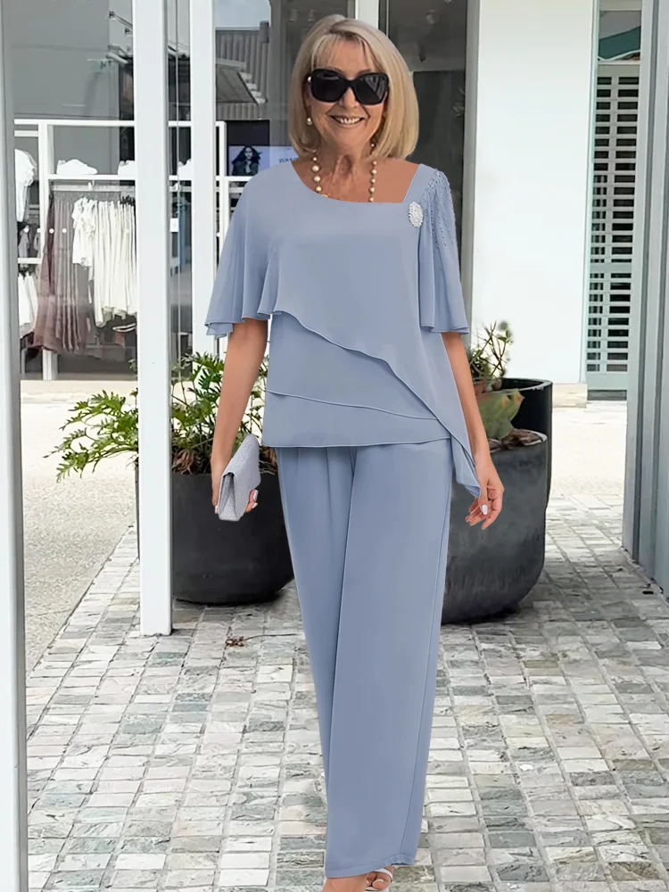 WINNIE | ASYMMETRIC LAYERED WIDE-LEG SET FOR WOMEN