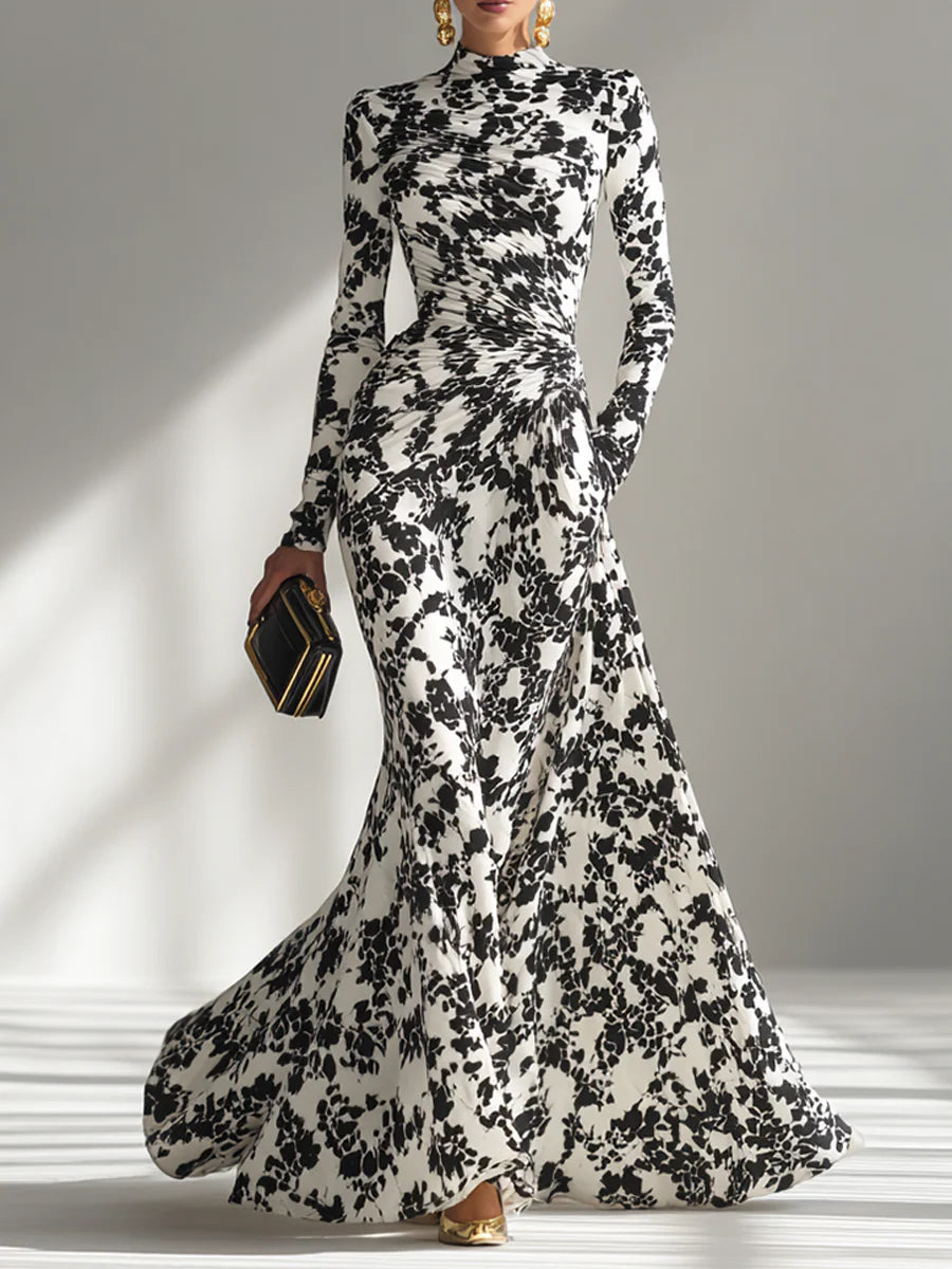 VALENTINA | RUCHED FLORAL MAXI DRESS FOR WOMEN