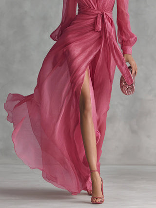 BEATRICE | CHIFFON V-NECK LONG DRESS FOR WOMEN
