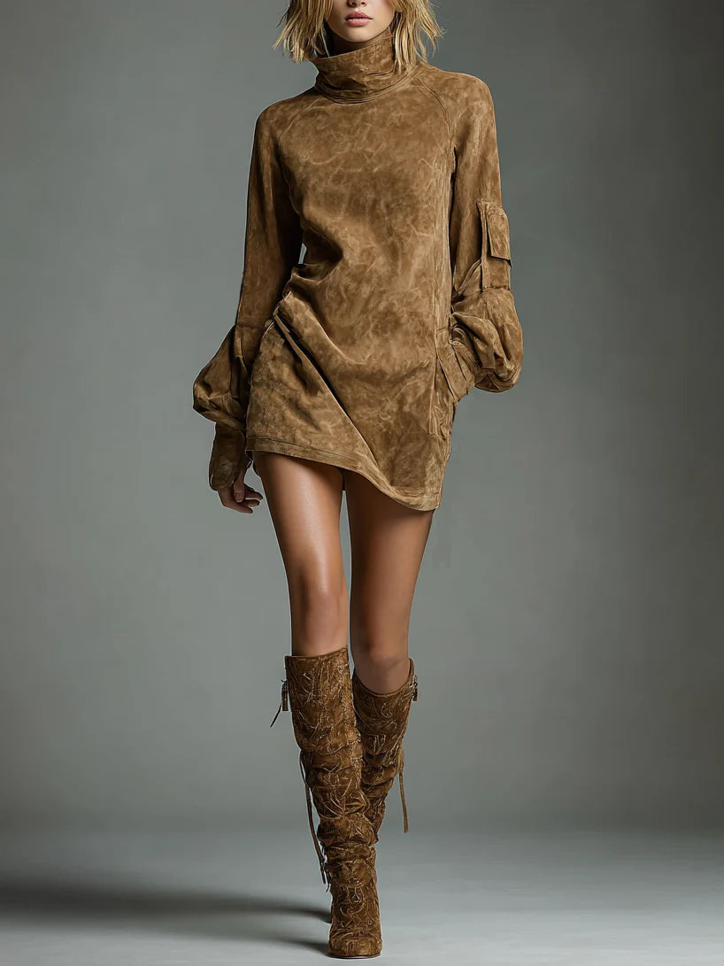 ROMY | VINTAGE FAUX SUEDE DRESS FOR WOMEN