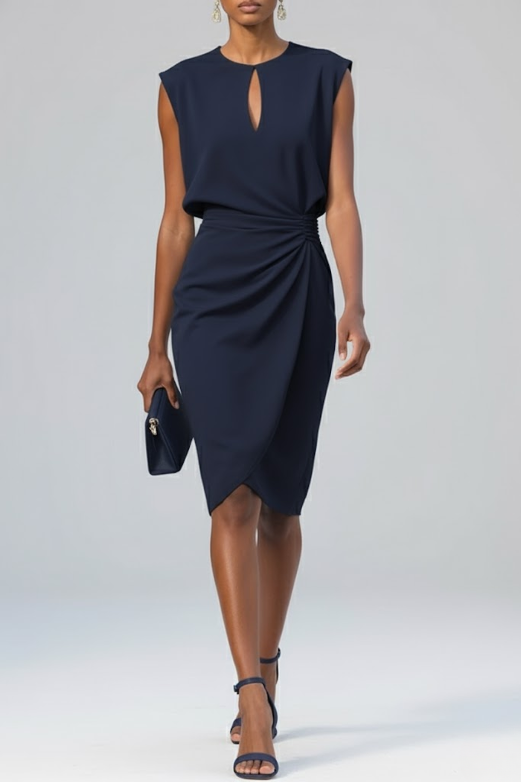 DELPHINE | DRAPED MIDI DRESS FOR WOMEN
