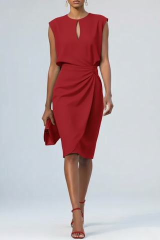 DELPHINE | DRAPED MIDI DRESS FOR WOMEN