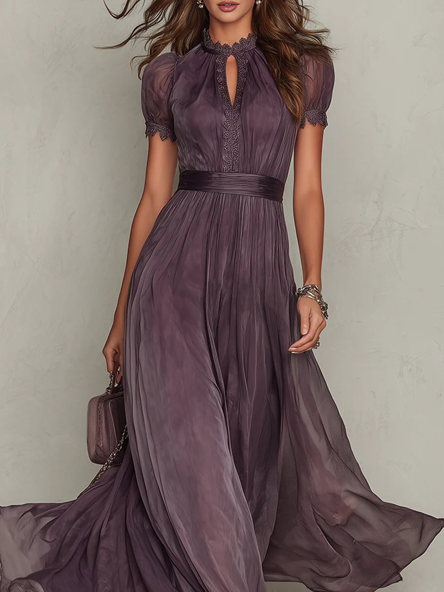 PURPLE | KEYHOLE NECKLINE MAXI DRESS FOR WOMEN