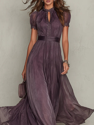 PURPLE | KEYHOLE NECKLINE MAXI DRESS FOR WOMEN