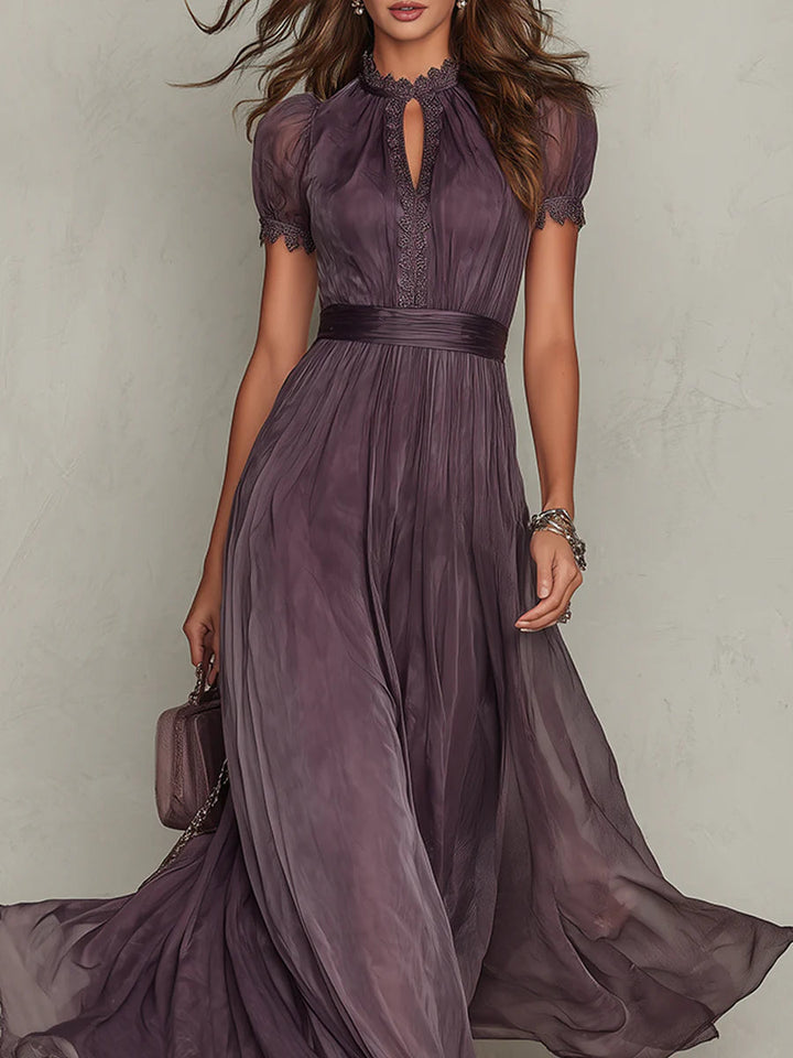 PURPLE | KEYHOLE NECKLINE MAXI DRESS FOR WOMEN