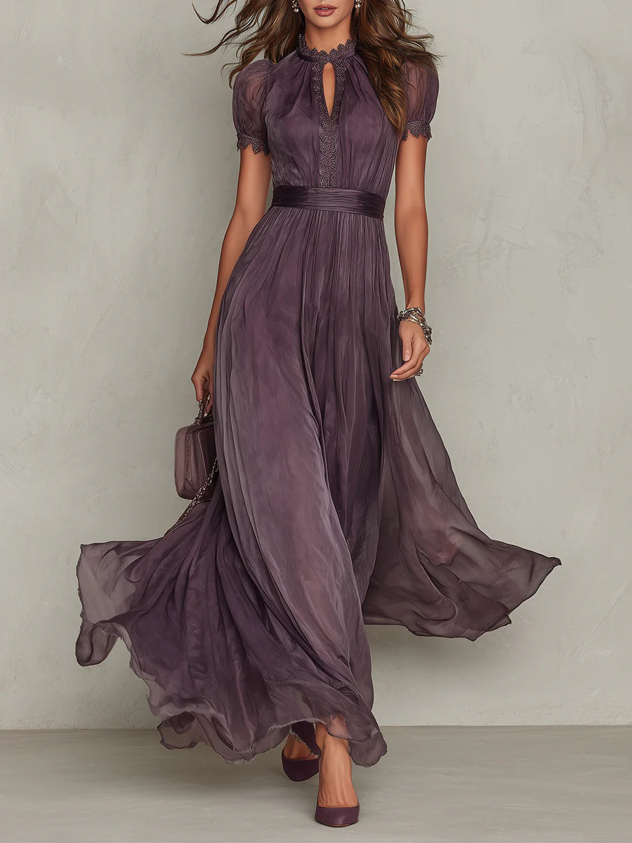 PURPLE | KEYHOLE NECKLINE MAXI DRESS FOR WOMEN