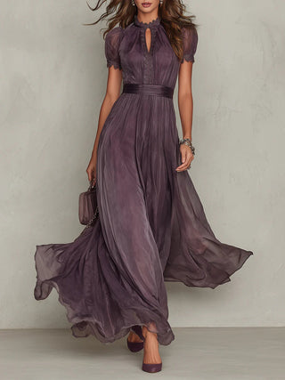 PURPLE | KEYHOLE NECKLINE MAXI DRESS FOR WOMEN