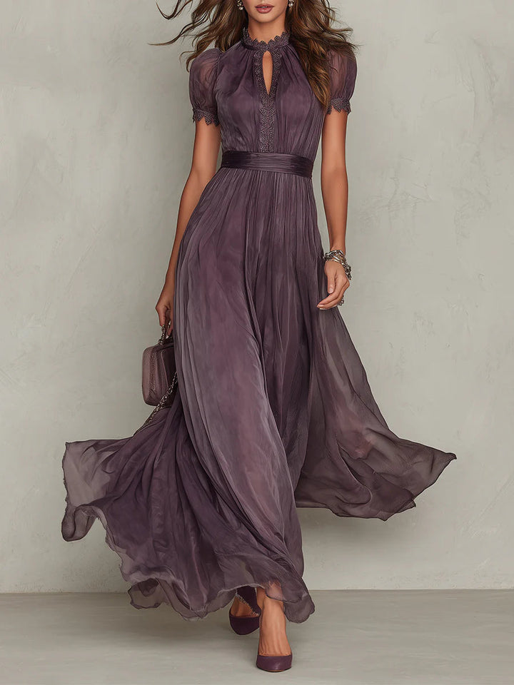PURPLE | KEYHOLE NECKLINE MAXI DRESS FOR WOMEN