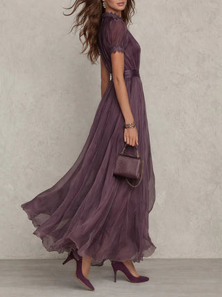 PURPLE | KEYHOLE NECKLINE MAXI DRESS FOR WOMEN