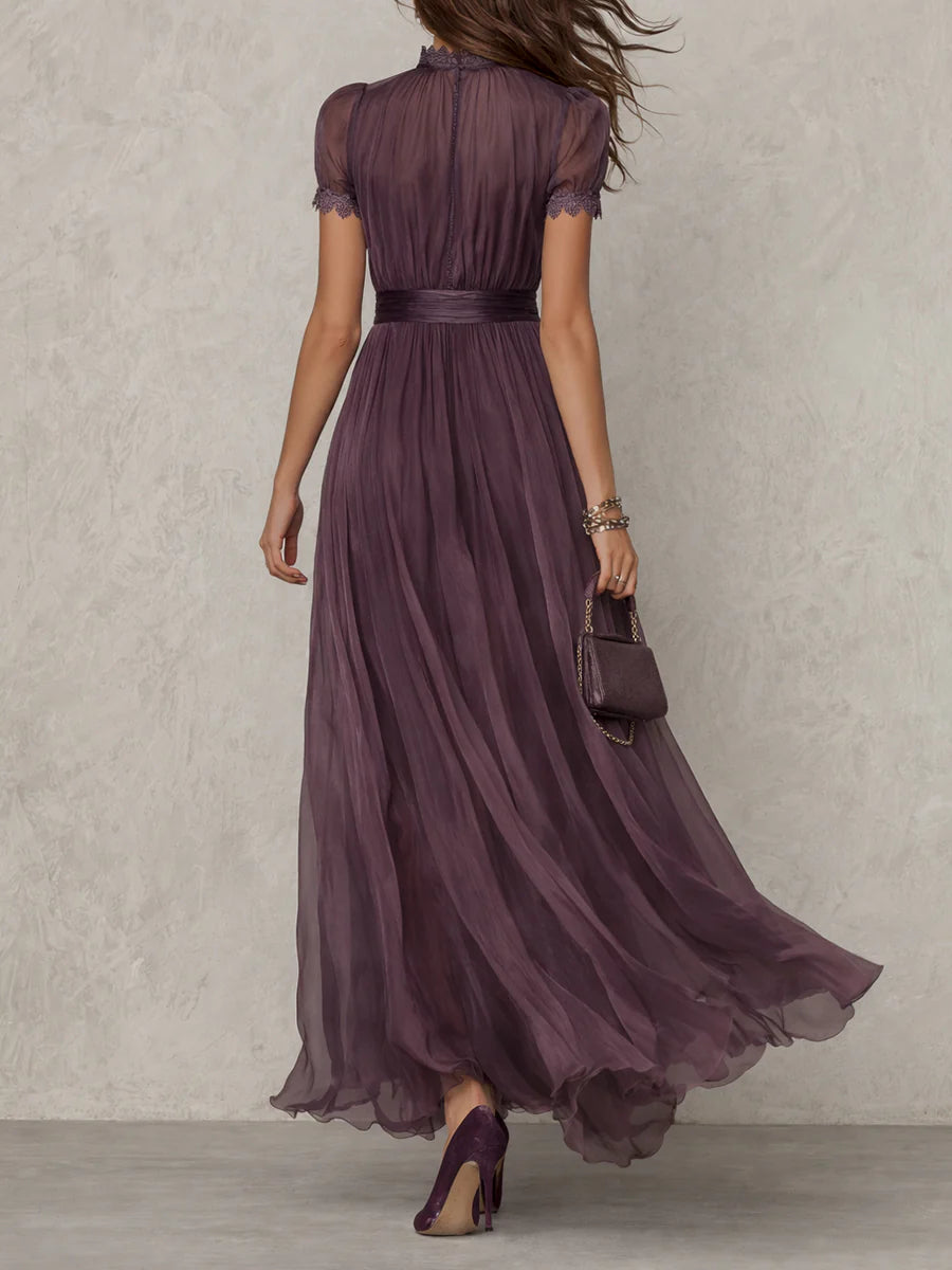 PURPLE | KEYHOLE NECKLINE MAXI DRESS FOR WOMEN