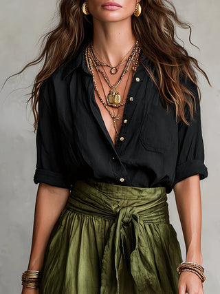 RIVER | TWO-PIECE BLACK OLIVE SET FOR WOMEN