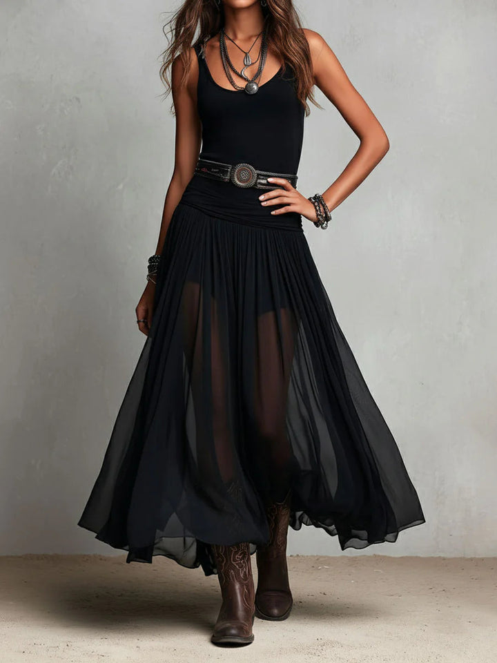 BLACK | SLEEVELESS TANK MAXI DRESS FOR WOMEN