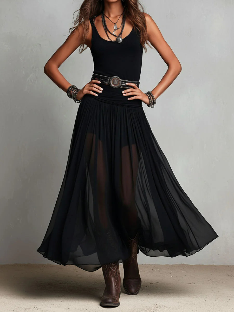 BLACK | SLEEVELESS TANK MAXI DRESS FOR WOMEN