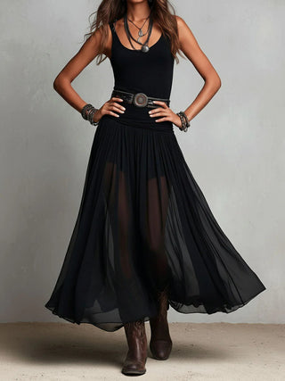 BLACK | SLEEVELESS TANK MAXI DRESS FOR WOMEN