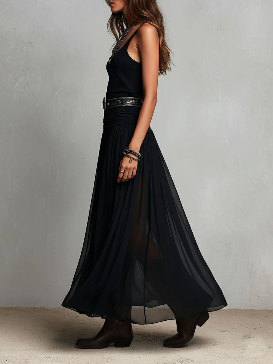 BLACK | SLEEVELESS TANK MAXI DRESS FOR WOMEN