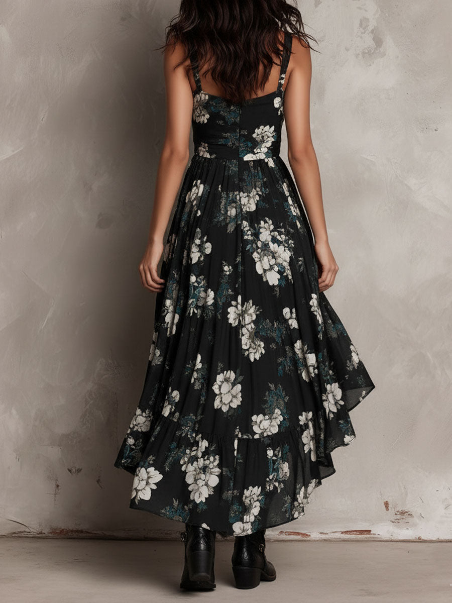 BLACK | BOHEMIAN FLORAL MAXI DRESS FOR WOMEN