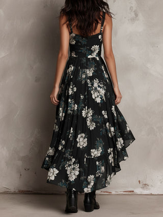 BLACK | BOHEMIAN FLORAL MAXI DRESS FOR WOMEN