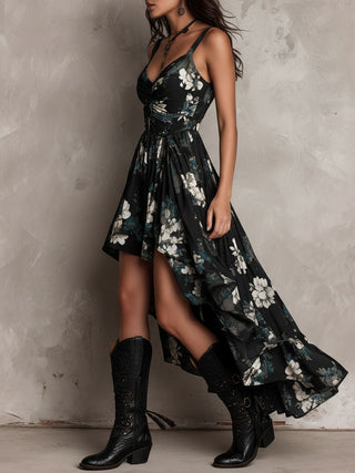 BLACK | BOHEMIAN FLORAL MAXI DRESS FOR WOMEN