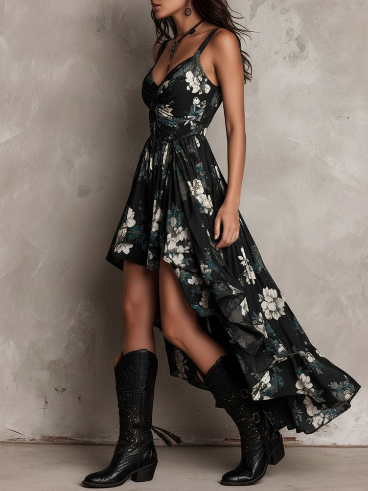 BLACK | BOHEMIAN FLORAL MAXI DRESS FOR WOMEN