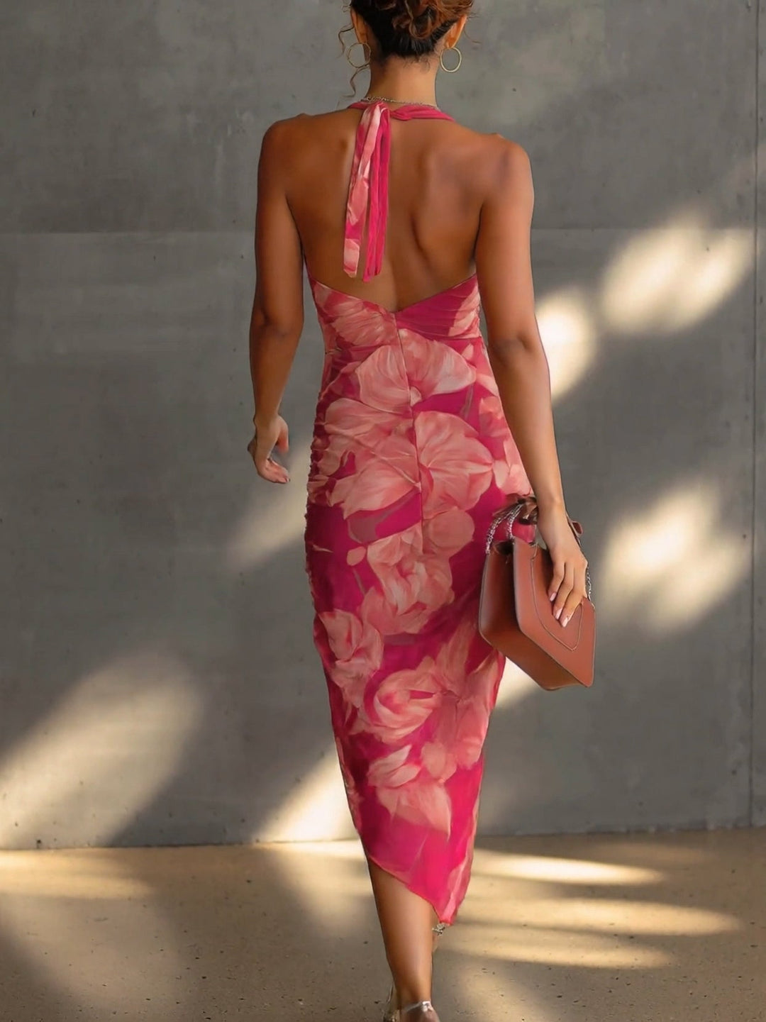 FUCHSIA | FLORAL PRINT SLEEVELESS DRESS FOR WOMEN