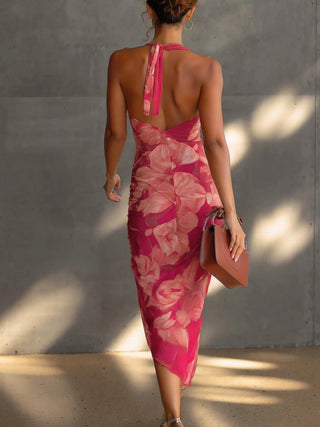 FUCHSIA | FLORAL PRINT SLEEVELESS DRESS FOR WOMEN