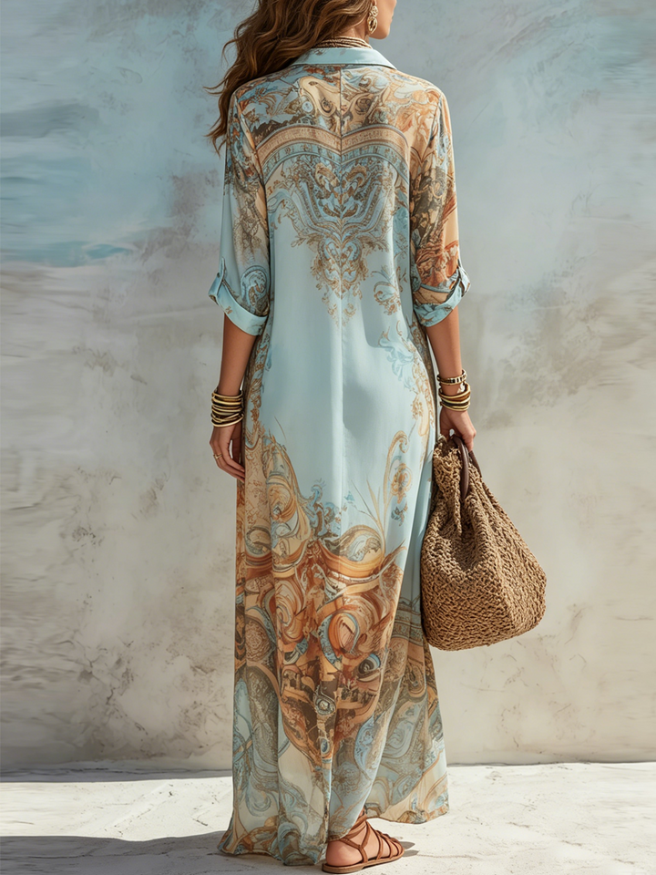 VACATION | BLUE FLORAL MAXI DRESS FOR WOMEN