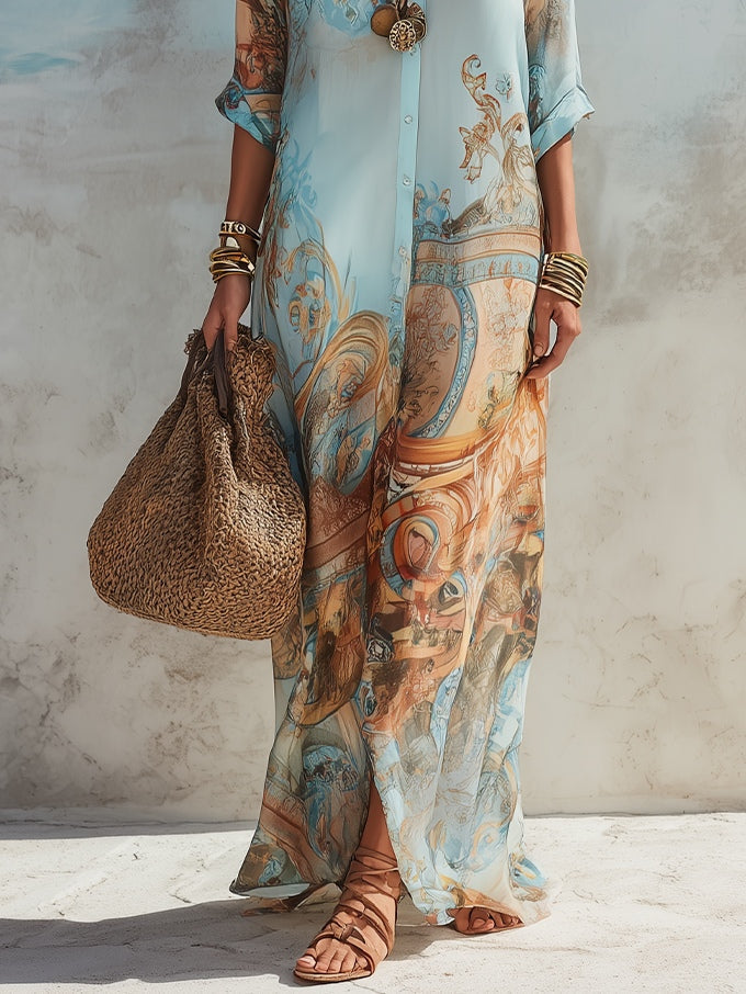VACATION | BLUE FLORAL MAXI DRESS FOR WOMEN