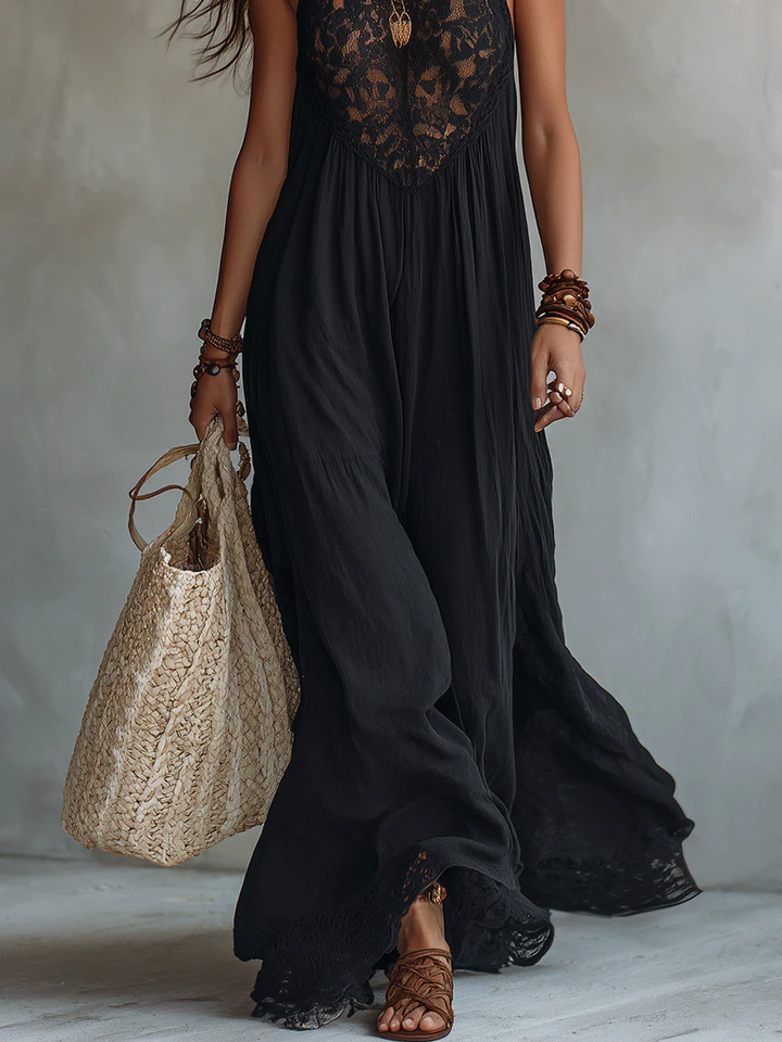 BOHEMIAN | BLACK SLEEVELESS MAXI DRESS FOR WOMEN