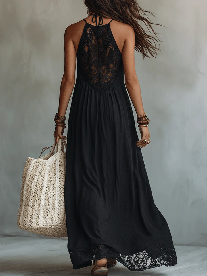 BOHEMIAN | BLACK SLEEVELESS MAXI DRESS FOR WOMEN