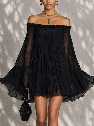MIRIANA | PLEATED OFF-SHOULDER MINI DRESS FOR WOMEN
