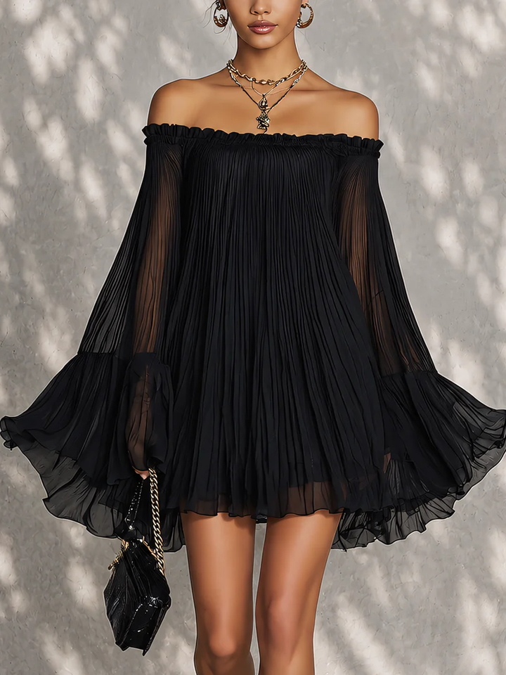 MIRIANA | PLEATED OFF-SHOULDER MINI DRESS FOR WOMEN