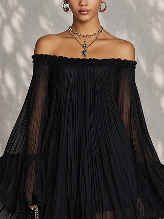 MIRIANA | PLEATED OFF-SHOULDER MINI DRESS FOR WOMEN