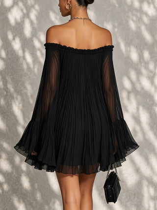 MIRIANA | PLEATED OFF-SHOULDER MINI DRESS FOR WOMEN