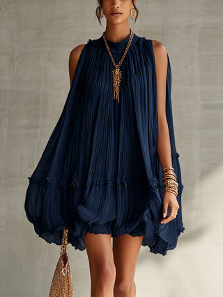 CAMILLA | PLEATED CHIFFON MINI DRESS FOR WOMEN
