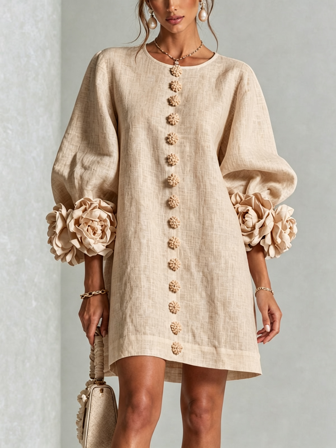 FLORAL | BUTTON-DOWN MINI FLORAL DRESS FOR WOMEN