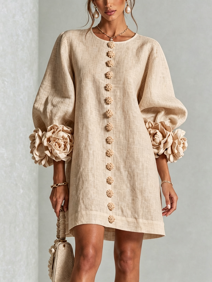 FLORAL | BUTTON-DOWN MINI FLORAL DRESS FOR WOMEN