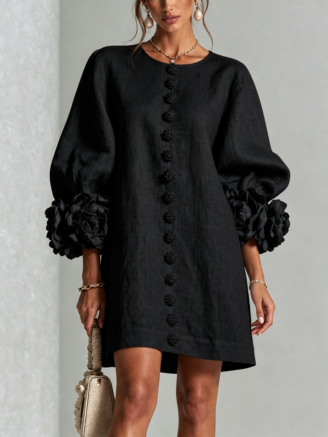 FLORAL | BUTTON-DOWN MINI FLORAL DRESS FOR WOMEN