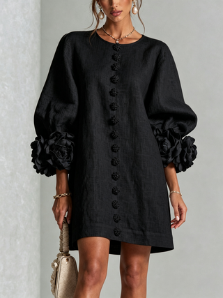 FLORAL | BUTTON-DOWN MINI FLORAL DRESS FOR WOMEN