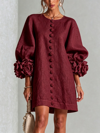 FLORAL | BUTTON-DOWN MINI FLORAL DRESS FOR WOMEN