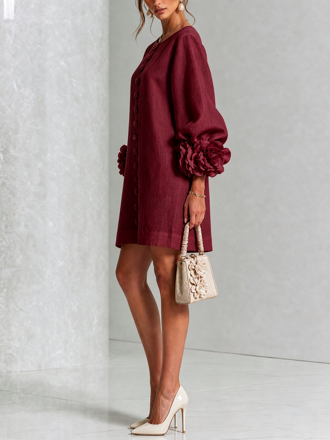FLORAL | BUTTON-DOWN MINI FLORAL DRESS FOR WOMEN