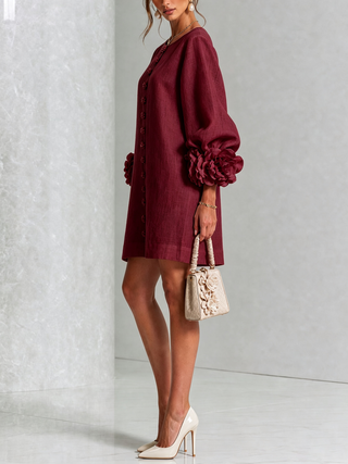 FLORAL | BUTTON-DOWN MINI FLORAL DRESS FOR WOMEN
