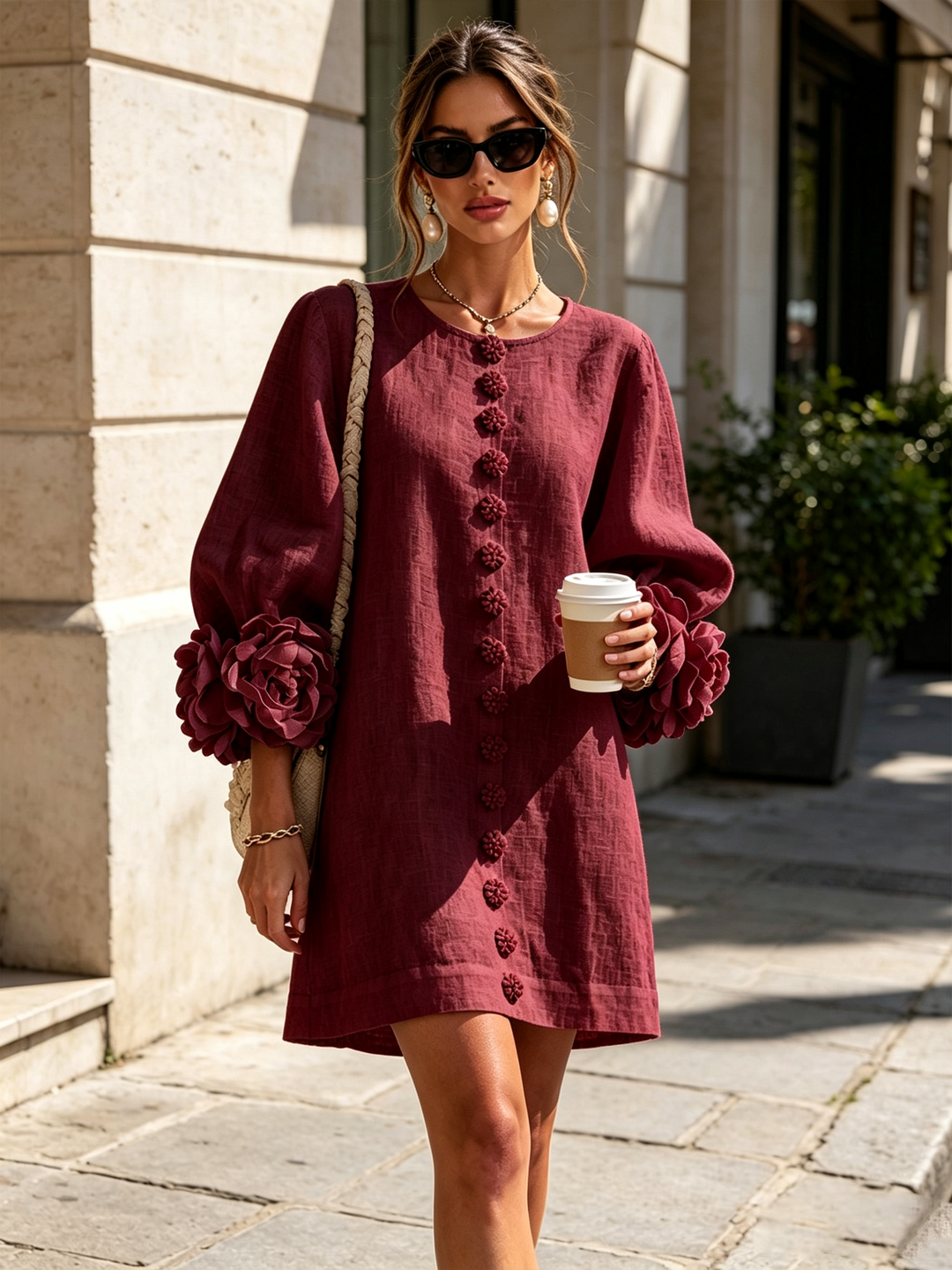 FLORAL | BUTTON-DOWN MINI FLORAL DRESS FOR WOMEN