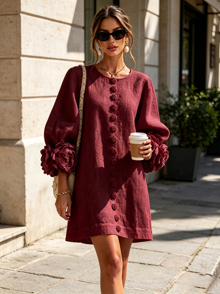 FLORAL | BUTTON-DOWN MINI FLORAL DRESS FOR WOMEN